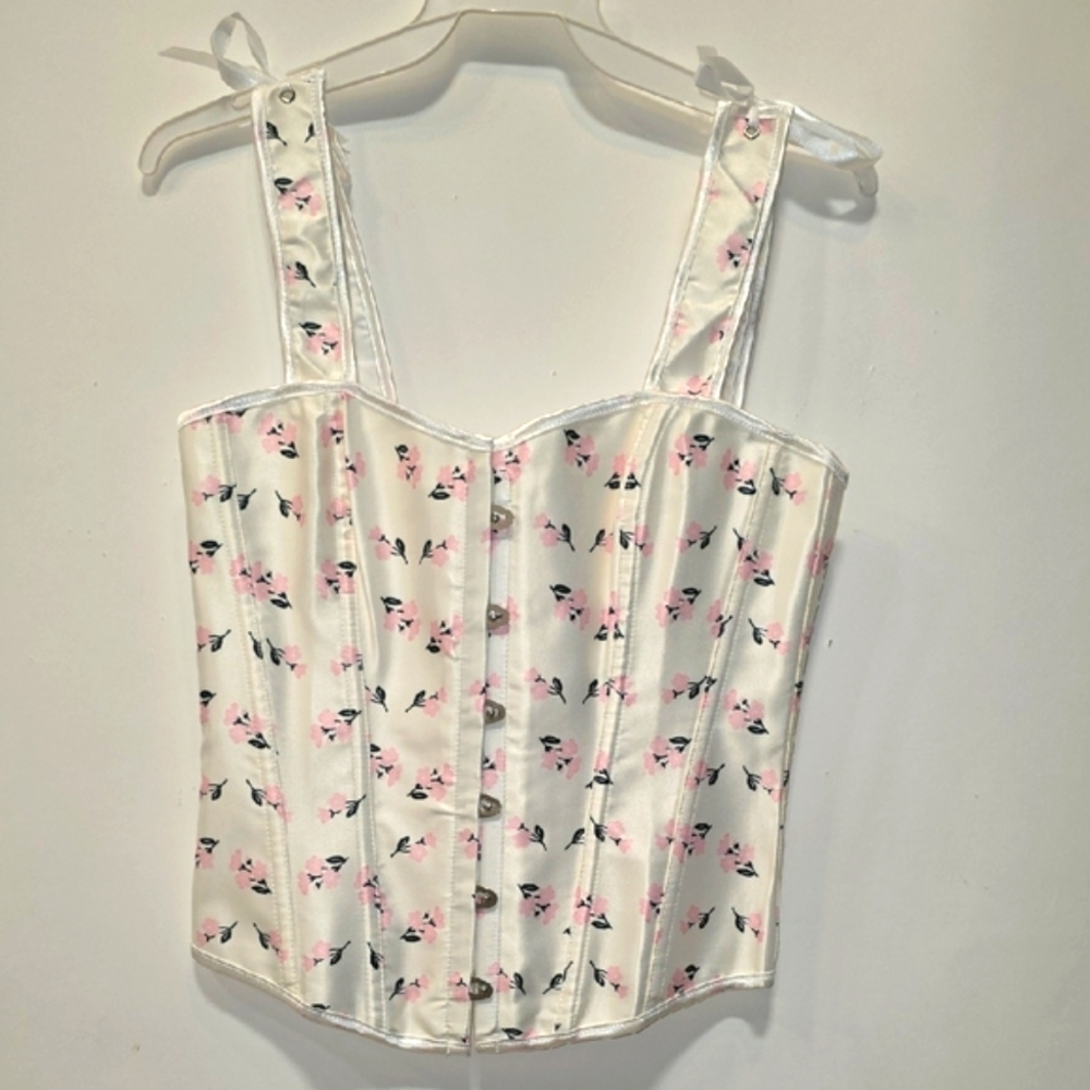 Floral White Corset Top